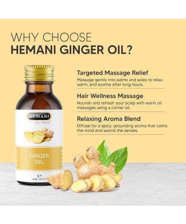 Hemani Ginger Oil 30ml - Pure & Natural Premium Quality Aromatic Therapeutic Grade for Aromatherapy Massage & Skincare Daily Use Refreshing - Buy Online on GoSupps.com