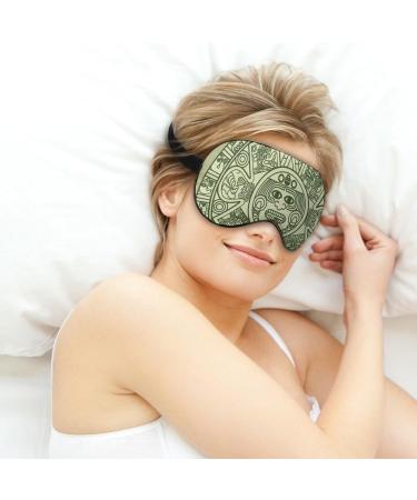 Mexico Mayan Aztec Calendar Sleep Mask Eye Cover for Sleeping Blindfold with Adjustable Strap Blocks Light Night Travel Nap for Men Women - Buy Online on GoSupps.com