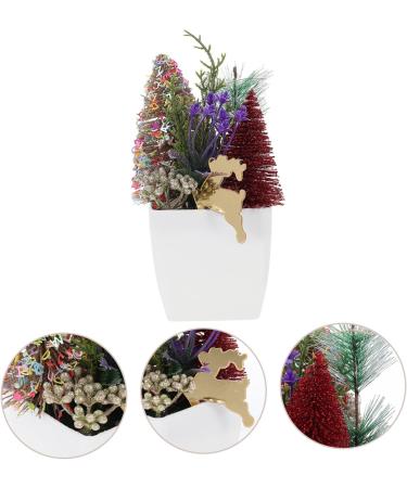 HOMSFOU 2pcs Christmas Simulation Potted Plant Artificial Plant for Desk Decor Festival Potted Plant Adornment Fake Christmas Plants with Fake Flowers Plastic Sisal Tree Outdoor Office Goldenx2pcs 21X11cmx2pcs - Buy Online on GoSupps.com
