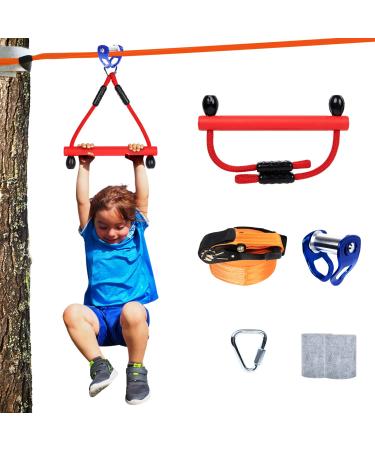 Slackline Pulley -63 FT Zipline Pulley kit for Backyard, Slackline Accessories for Ninja Warrior Obstacle Course for Kids - Zipline Backyard Accessories for Kids & Adults,Outdoor Backyard Adventure