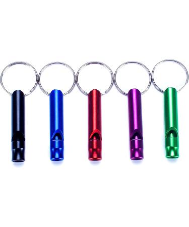 HWYDTGS 5pcs Aluminum Whistle Key Chain Set - Hiking Camping Survival Emergency Whistles in Black/Blue/Red/Purple/Green - Buy Online on GoSupps.com