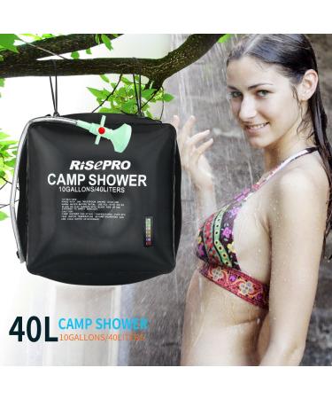 RISEPRO 10 Gallons Solar Shower Bag for Camping & Hiking - Hot Water with Temperature Gauge - 40L Outdoor Solar Heating Shower - Buy Online on GoSupps.com