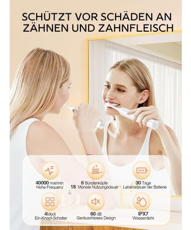 Brosse   Dents lectrique Sonique Touchbeauty - 6 T tes 4 Modes IPX7 tanche - Blanc - Buy Online on GoSupps.com