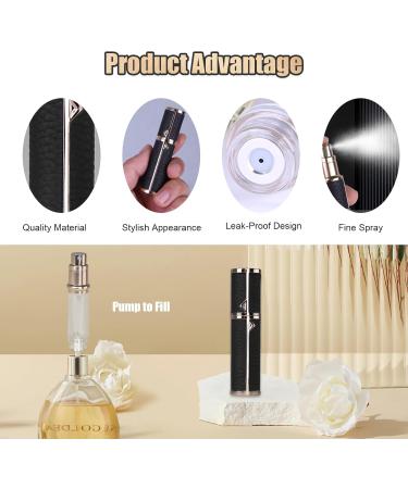 Kinwodon Travel Perfume Atomiser Refillable Perfume Travel Bottle 5ml Leaking Proof Pump Perfume Spray Bottle Portable Empty Bottle for Travel Men Women Black - Buy Online on GoSupps.com