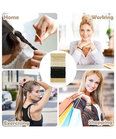 20 Pcs Boho Bracelet Hair Ties for Women - Elastic Hair Bands in 5 Cute Styles for Thick & Thin Hair (Black & Beige) - Buy Online on GoSupps.com