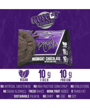 Muscle Treats By Forzagen Protein Cookie Midnight Chocolate 10G of protein Rich Flavor Clean Ingredients High Fiber Fresh Baked (6 PACK) Midnight Chocolate 6 Pack - Buy Online on GoSupps.com