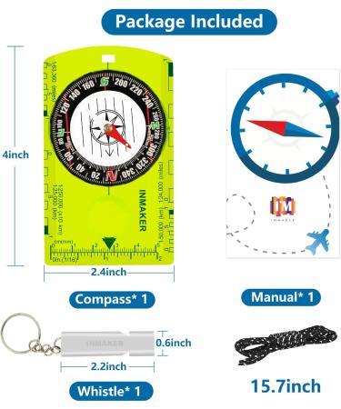 INMAKER Compass  Compass Hiking with Survival Whistle  Luminous Compass Gift for Kids  Apply to Outdoor Survival  Camping and Navigation Green - Buy Online on GoSupps.com
