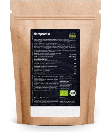 Biotiva Hemp Protein Powder Organic 1kg - 100% Hemp protein powder - 1000g economy pack - Curidt s quality from Bavaria - Without gluten soy or lactose - Packed and controlled in Germany (DE-ECO-005) - Buy Online on GoSupps.com