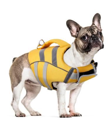 Dog cock rescue vest Bathing suit Dog life vest with reflective strips adjustable & ripstop dog life rescuers with high swimming capacity for small medium large dogs (M Yellow) m yellow