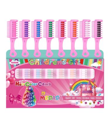 8 Colors Hair Chalk for Kids MSDADA Temporary Hair Color Dye for Kids Gifts for Girls Age 6 7 8-12+ Colour Hairspray for Kids Birthday St. Patrick's Day Children's Day Crazy Hair Day(Multicolored A)