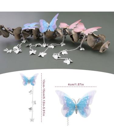 4 Pairs (8 Pieces) Butterfly Hair Clips Fairy Hair Clip Tassel Hair Accessories Elegant Headwear Hair Accessories for Girls Women - Buy Online on GoSupps.com