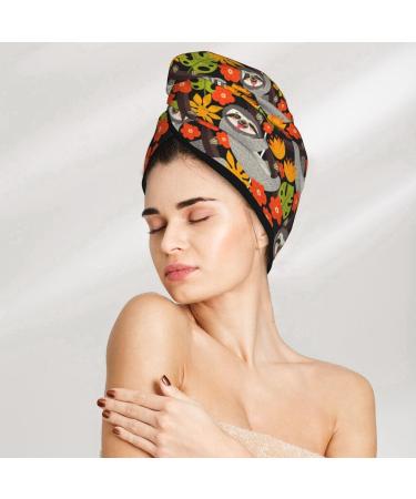 Hair Towel Wrap - Quick-Dry Hair Turban with Button | Sloth Design & International Shipping - Buy Online on GoSupps.com