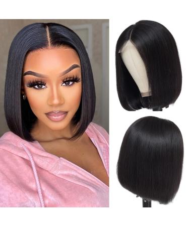 Short Bob Wigs Human Hair 4x1 Lace Closure Wigs Brazilian Straight Bob Human Hair Wigs 150% Density Pre Plucked with Baby Hair Natural Color (10  straight bob wig) 10 straight bob wig