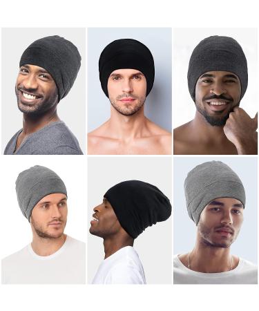 Kenllas Large Men's Winter Sleeping Bonnet - Adjustable Double Layer Silk Satin & Bamboo Cotton Cap for Dreadlock Braid Hair Care - Black - Buy Online on GoSupps.com