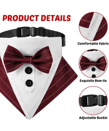 Mioyoow Adjustable Dog Tuxedo Bandana Collar - Elegant Wedding Scarf for Small & Medium Dogs - Perfect for Special Occasions - Buy Online on GoSupps.com