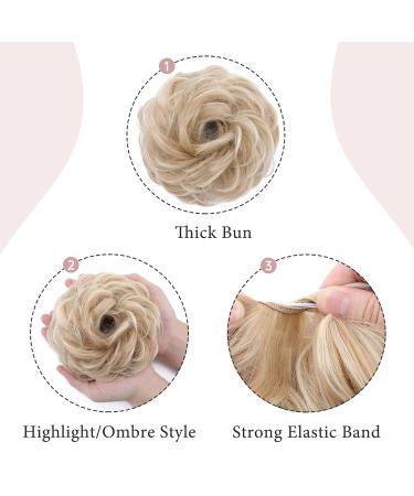 Hair Extensions - Interchangeable Ponytail & Updos | Dark Blonde to Bleaching Blonde Voluminous Hair Tie (45g) - Buy Online on GoSupps.com