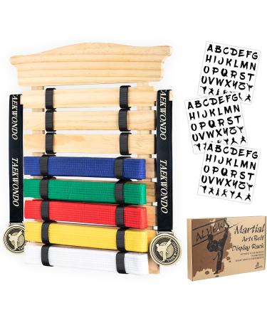 Alheka Karate Belt Display Rack, 8/12 Level Martial Arts Belt Display Made of Pine Wood - Prefect Gift for Martial Arts Learners