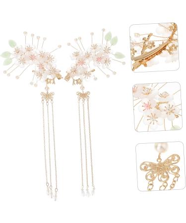 FRCOLOR 2 Pairs antique hairpin headdress flower hair clips hair clips for styling sectioning hair charms wedding hair pearl hair accessories Chinese hair clip alloy Hanfu bride vintage - Buy Online on GoSupps.com