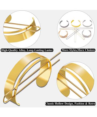 5-Piece Round Top Hair Stick Set | High Polished Alloy Bun Cage Feather Hair Clip | Wedding Hair Accessories for Women Girls (Gold Silver Black) - Buy Online on GoSupps.com