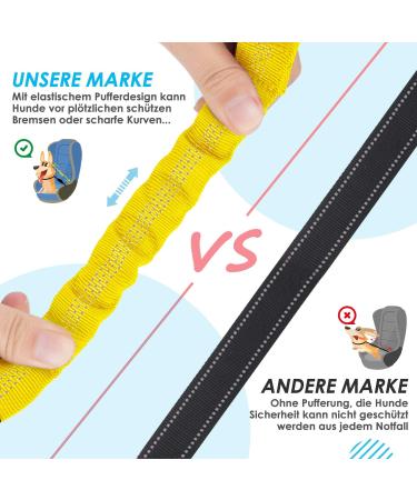 Slowton 2-in-1 Dog Car Seat Belt - Durable Tangle-Free Adjustable & Reflective for Medium Dogs - Yellow - Buy Online on GoSupps.com