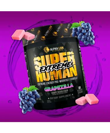 Alpha Lion Superhuman Extreme Pre-Workout Formula - Intense Energy, Focus, and Pumps - Grapezilla (21 Servings) - Buy Online on GoSupps.com