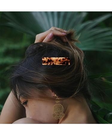 Tabanzhe 2 Hair Barrettes - Exquisite French Design Tortoise Shell Celluloid Rectangle Hair Clips Stylish and Durable Accessories for Women's Everyday Hairstyles - Buy Online on GoSupps.com