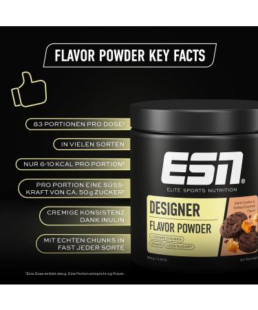 ESN Designer Flavor Powder - Dark Cookie & Salted Caramel 250g | Low Sugar Low Calorie Premium Quality - Made in Germany - Buy Online on GoSupps.com