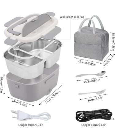 Buy Glovios 1.5L Electric Lunch Box - 3-in-1 Food Warmer (12V/24V/220V) | Portable Insulated Heating Bento Box with Bag & Utensils - Gray - Buy Online on GoSupps.com