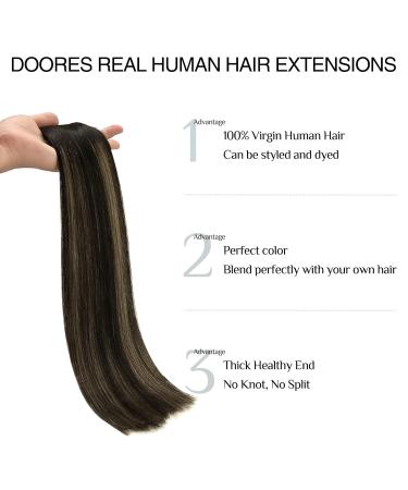 Doores Clip-In Extensions - Real Hair Balayage Natural Black to Chestnut Brown | 50cm (20 inch) 7 Pieces 110g Remy Human Hair Extensions - Buy Online on GoSupps.com