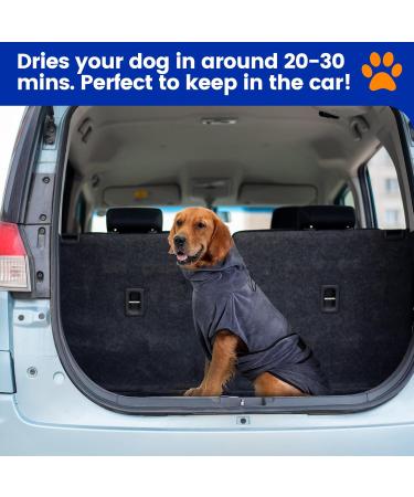 Happy Hachi Microfiber Dog Bathrobe Towel - Super Absorbent & Fast Drying for Small Medium Large Dogs & Cats | Washable Beach Towel (Gray M) - Buy Online on GoSupps.com