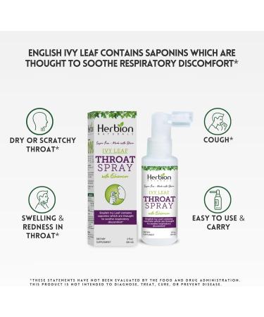 HERBION Naturals Throat Spray Soothes Respiratory Discomfort with The Power of English Ivy Marshmallow and Echinacea extracts for Adults and Children 2 Fl Oz Pack of 1 2 Fl Oz (Pack of 1) - Buy Online on GoSupps.com