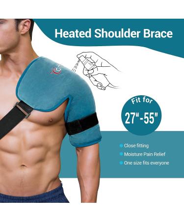 Comfytemp Shoulder Heating Pad for Rotator Cuff Pain Relief - 3 Heat Settings, Auto-Off Feature - Heated Shoulder Brace for Frozen Shoulder - Blue/Green - Buy Online on GoSupps.com
