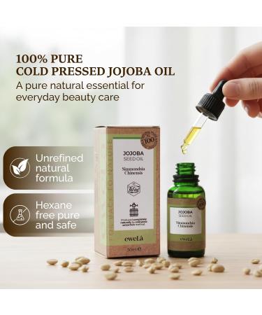 Ewela Jojoba Oil 100% Pure Cold Pressed 1 Fl Oz Lightweight Non-Greasy Carrier Oil for Skin Hair Aromatherapy Unrefined - Buy Online on GoSupps.com