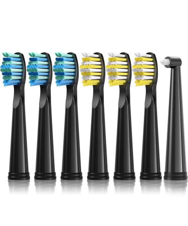7 Pack Dnsly Electric Toothbrush Heads Compatible with Dnsly Fairywill Toothbrush Heads FW-507/508/551/917/959, Compatible with ATMOKO HP126A Black