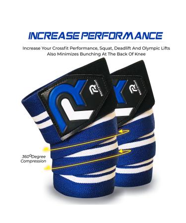 XR Knee Wraps 78 Elasticated Straps for Weightlifting | IPL & USP Approved, No-Slip Design for Squats, Powerlifting | Blue-White (Pair) - Buy Online on GoSupps.com