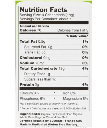 Le Pain Des Fleurs Organic Buckwheat Crispbread - 4.4 oz | Pack of 6 - Healthy Gluten-Free Snack - Buy Online on GoSupps.com