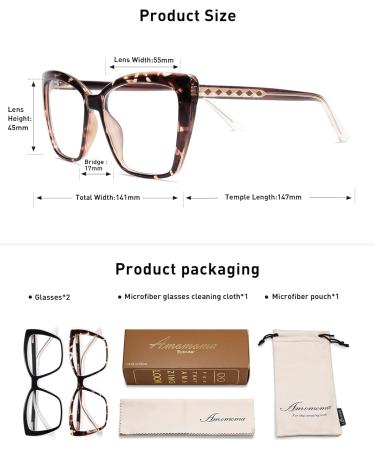 Shop AMOMOMA Trendy TR90 Oversized Blue Light Reading Glasses for Women | Stylish Square Cat Eye Design | AM6031 C1 Black & C6 Tortoise - International Shipping Available - Buy Online on GoSupps.com