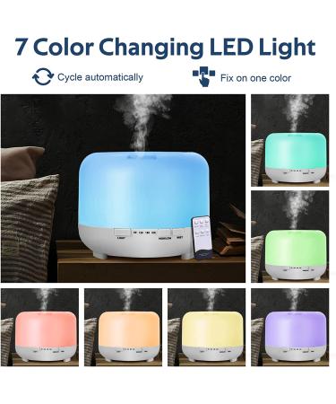 Aromatherapy Essential Oil Diffuser 500ml - Remote Control, Ultrasonic Cool Mist, Timer & Light - for Home, Bedroom, Office - White - Buy Online on GoSupps.com