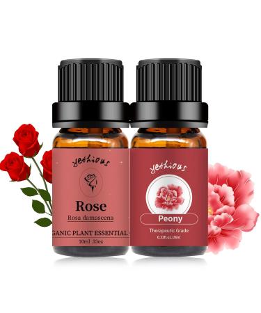 yethious Organic Rose & Peony Essential Oil Set - 2x10ML for Diffuser Skincare & Candle Making - Natural Floral Oils Gift - Buy Online on GoSupps.com