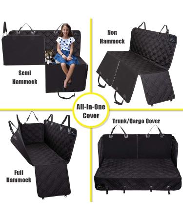 XL Premium Hammock Dog Car Seat Cover - Non-Slip, Water Repellent, Pet Car Seat Protector with Seat Belt and Headrest Covers - X-Large Black - Buy Online on GoSupps.com