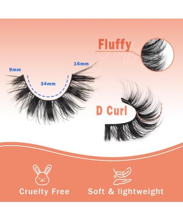 JIMIRE False Eyelashes Wispy Cat Eye Eyelashes 5D Faux Mink Lashes Fluffy 16mm Fake Eyelashes Pack Natural Look Strip Lash 8 Pairs - Buy Online on GoSupps.com