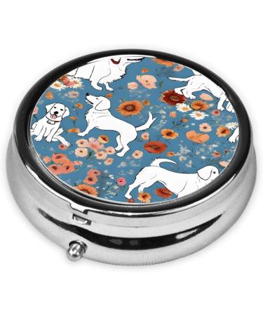Sweet Basset Hound Florals Round Pill Box | 3 Compartment Mini Portable Travel Organizer | Decorative Pocket Purse Medicine & Vitamin Holder - Buy Online on GoSupps.com