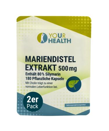 YOUR HEALTH Mary's Sausage Extract 500 mg - Contains 80% silymarin in vegetable capsules - With choline - 360 capsules (l