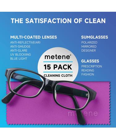 Metene 15 Pack Microfiber Cleaning Cloths - Glasses, Phone, Screens, Camera Lens Cleaner - Dark Purple - Buy Online on GoSupps.com