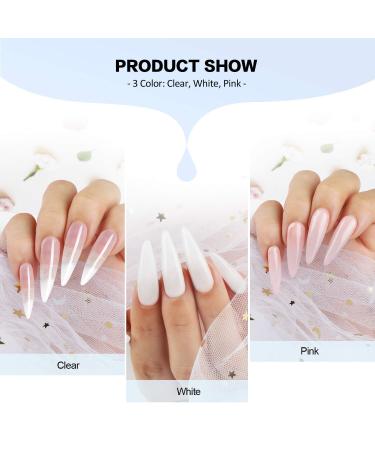 Morovan Acrylic Nail Kit - Professional 3 Color Acrylic Powder Set for Nail Extension with Brush - Nail Art Starter Kit in Clear, White, Pink - Buy Online on GoSupps.com