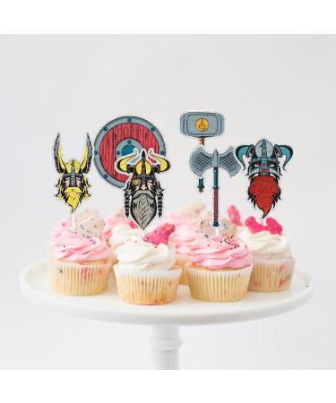 Vikings Themed Happy Birthday Cupcake Toppers 18-PC Set - Perfect Barbarian Pirate Themed Birthday Party Nordic Viking Themed Party or Baby Shower Party Decorations for Boys and Girls - SugarGera - Buy Online on GoSupps.com