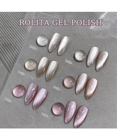 Rolita Gel Polish Rolita Nail Polish Cat Eye Gel Nail Polish Nude Ice-Clear Jade Gel Glitter Crystal Gel Nail Polish with Magnet Crystal Cat Eye Gel Polish Silver (Y-34) - Buy Online on GoSupps.com