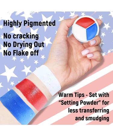 Red White Blue Face Paint - 12g Patriotic Stripe Stick for 4th of July Halloween & Sports Events | USA Flag Makeup - Buy Online on GoSupps.com