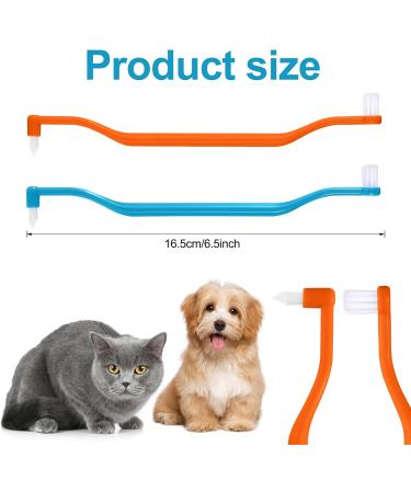 Double-Sided Cat Toothbrush Set - 2 Pieces | Microbut Head & Curved Handle for Deep Cleaning Kittens & Cats | Blue-Orange Cat Care Accessories - Buy Online on GoSupps.com