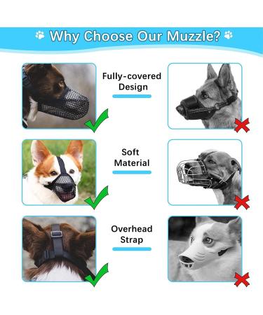 Fwlwtwss Dog Muzzle - Adjustable Rounded Mesh Design for Small Medium & Large Dogs - Prevents Biting Chewing & Barking (XL) - Buy Online on GoSupps.com